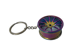 Брелок автомобільний для ключів Диск хамелеон, Брелок для ключів авто металевий колесо