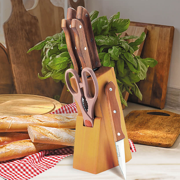 Набір ножів Rainbow 6 предметів на підставці кольорові ручки MR-1401 Maestro