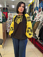 Вишиванка жіноча (домоткане полотно чорне та жовте) "Елегія", фото 2