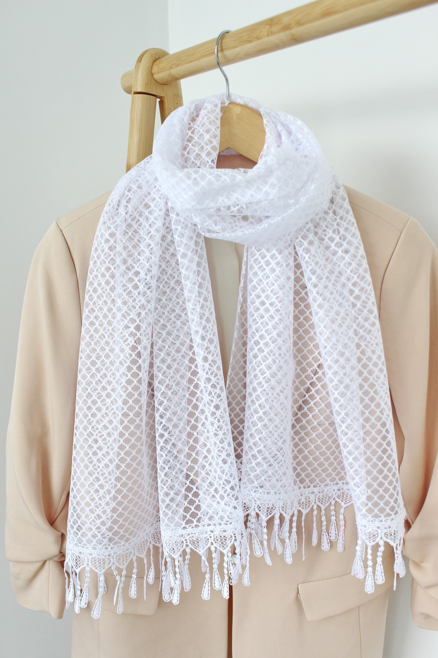 Шарф "Урсула" білий весільний церковний ажурний 153003, фото 1