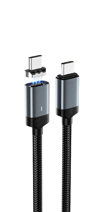 Кабель зарядний магнітний ESSAGER USB Type-C to USB Type-C 3 A PD 60 W 1 м Black (EXCCXT-KS0H-P)