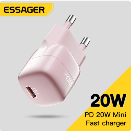 Зарядное устройство ESSAGER 20W Super Si MiNi Fast Charger USB-C Pink (TP08)