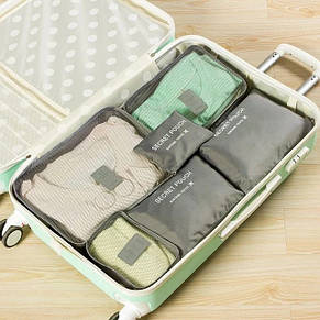 Набір дорожніх органайзерів Laundry Travel Pouch 6 шт сірий YU227, фото 4