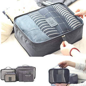 Набір дорожніх органайзерів Laundry Travel Pouch 6 шт сірий YU227, фото 5