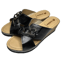 Жіночі чорні Сабо inblu Пантолети на танкетці, зручні Шльопки Сланці з переплетенням та м'якою устілкою