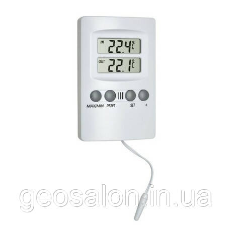 Термометр цифровий, зовнішній дротовий датчик, 110x70x20мм (301024), фото 1