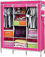 Складаний шафа великий STORAGE WARDROBE 175 х 130 х 45 см каркасний тканинний Рожевий iC227