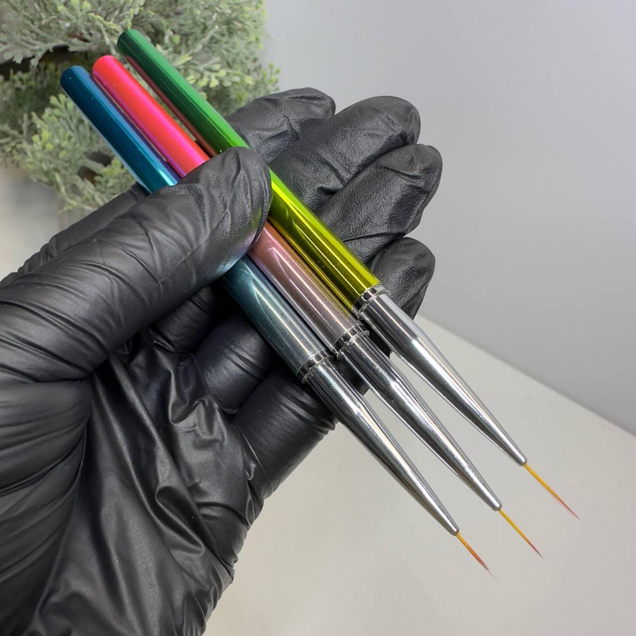 Пензлі тонкі для малювання на нігтях набір 3 шт