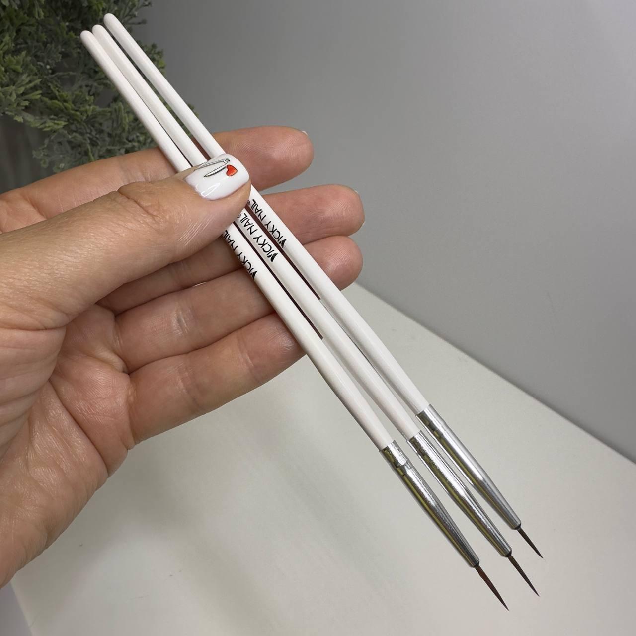 Набір пензлів для манікюру тонкі 3 шт.