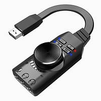 Зовнішня USB комп'ютерна ігрова ігрова звукова карта аудіокарта для ПК і ноутбука GS3 Mark2 Чорна