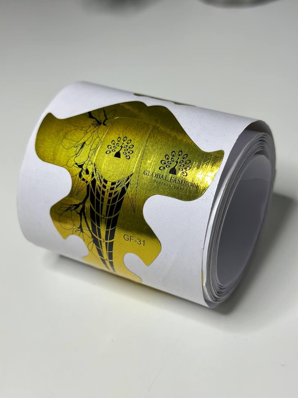 Форми паперові 50 шт для нарощування нігтів Global Fashion золоті