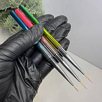 Пензлі тонкі для малювання на нігтях набір 3 шт