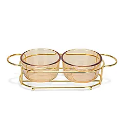 Менажница серверовочная 26.5х10.5.х6.4см из стекла на стальной подставке Fissman