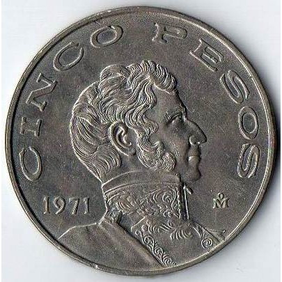 Мексика 5 песо 1971 рік №2192