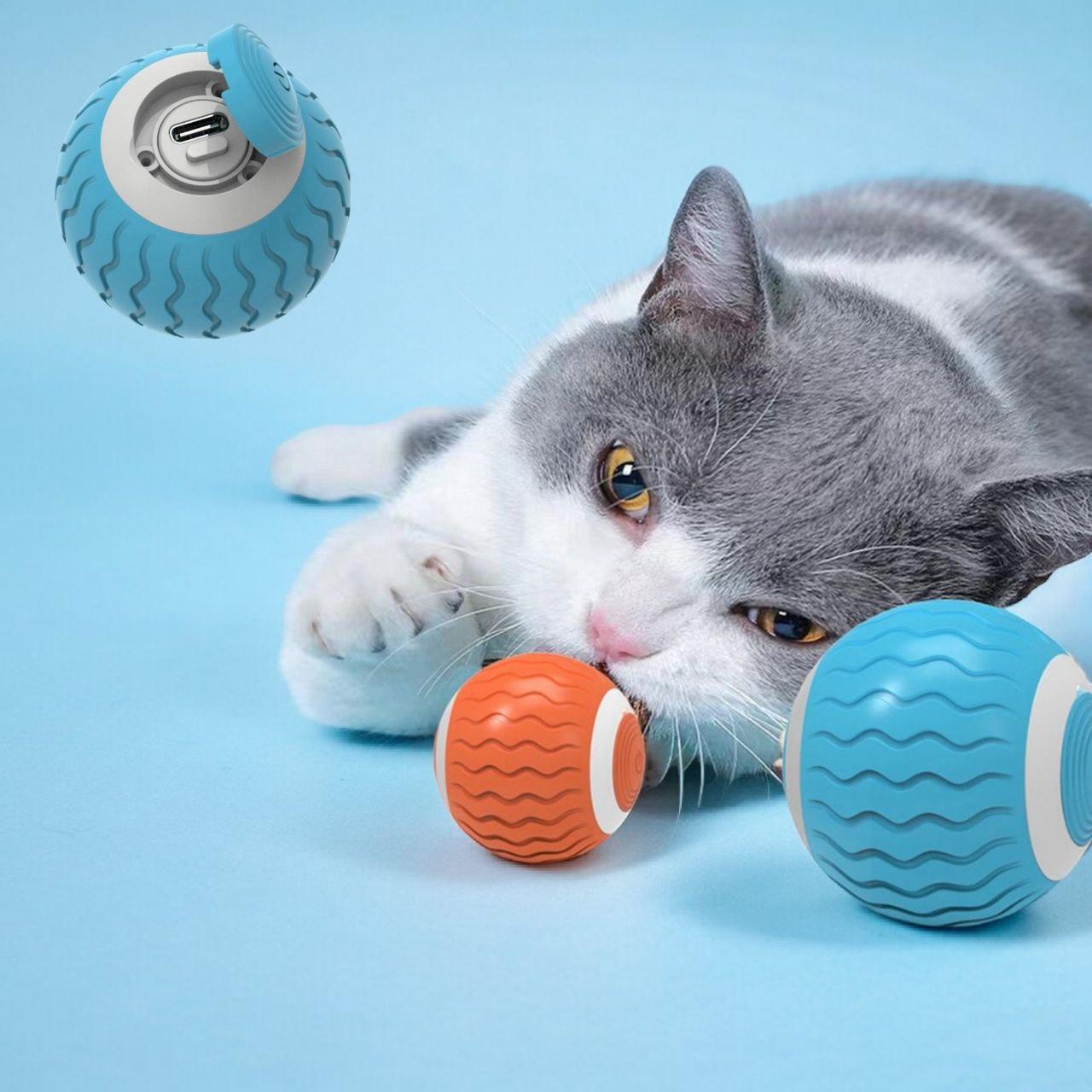 Інтерактивна іграшка обертова кулька Pet Gravity для кішок і собачок, розумний м'ячик дразилка на акумуляторі, фото 1