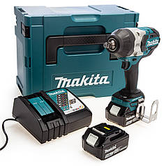 Професійний акумуляторний ударний гайкокрут Makita DTW 1002 RTJ : з АКБ 2-шт 18 V  5 Аh, 1000 Нм, 1/2"