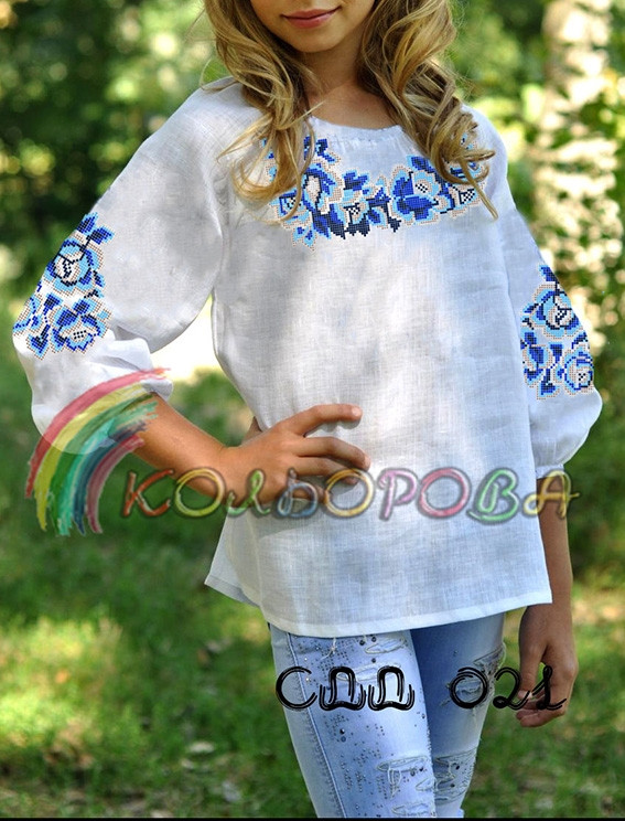Сорочка дитяча (дівчатка 5-10 років) СДД-021. Заготовка під вишивку, фото 1