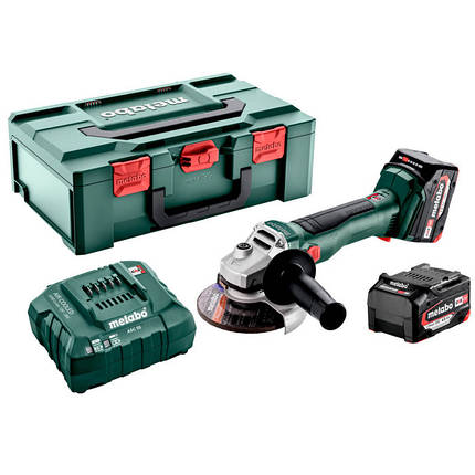 Потужна акумуляторна болгарка Metabo W 18 L BL 9-125 : з АКБ 2шт-18В/4,0Аг, 125мм диск (602374510), фото 1