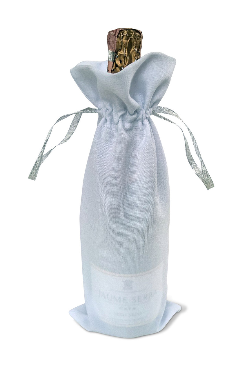 Мешочек на бутылку шампанского для сублимации габардин серебряная лента - фото 1 - id-p417057310