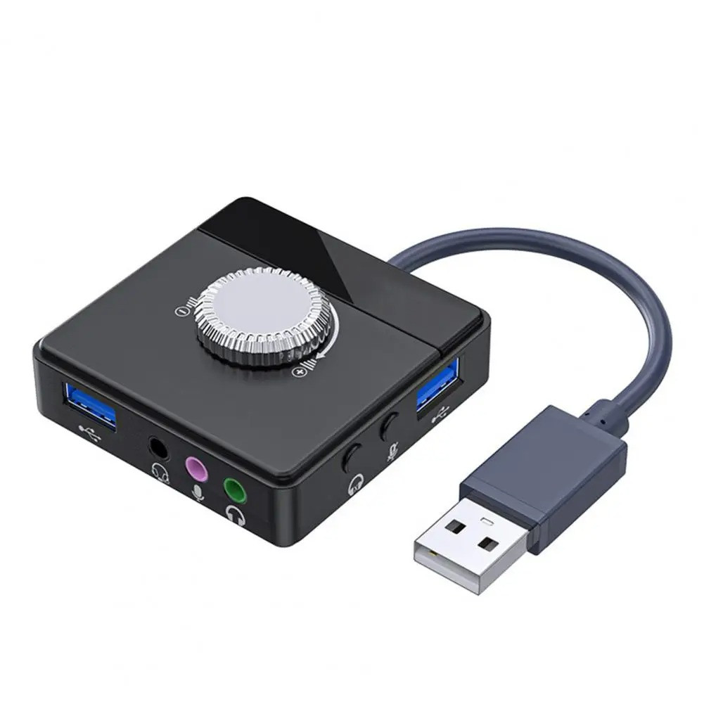 Зовнішня звукова USB карта з регулюванням гучності для планшетів і комп'ютерів Jinghua Чорна