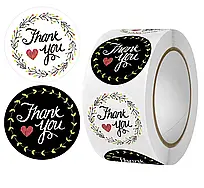 Наклейки в рулоні "Thank you" Ø25 мм (500 шт)