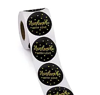 Наклейки в рулоні "Нandmade with love" Ø25 мм (500 шт)