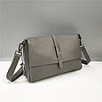 Шкіряна сумка з прямим клапаном Moderna С101-КТ-399 Сіра, фото 7