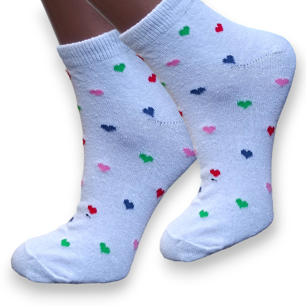 Шкарпетки жіночі низькі Житомир малюнок 23-25 розмір (35-38 взуття) Серця білий, фото 1