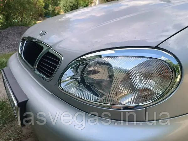 Хром на фари, окантування фар Daewoo Lanos 1996- (Autoclover/Південна Корея)