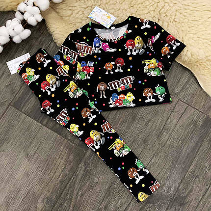 Дитячий костюм футболка-топ m&m's і легінси на чорному Five Stars 10798-10684-110р, фото 1