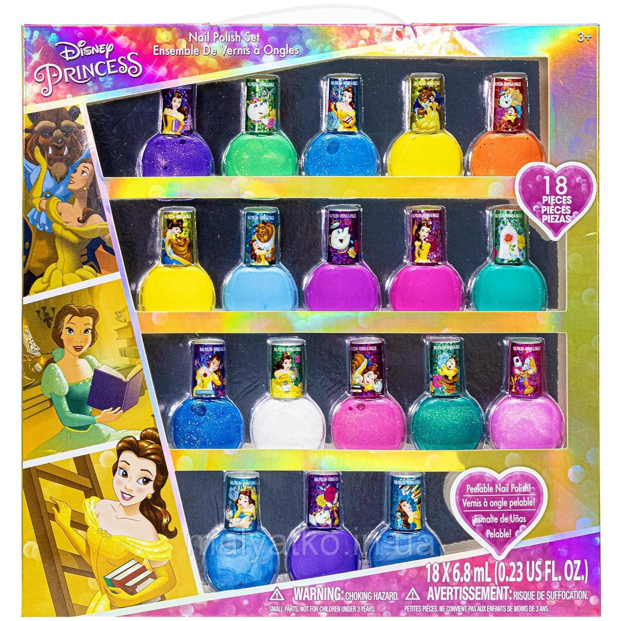 Набір дитячі лаки для нігтів принцеси 18 кольорів Townley Girl Disney Princess, фото 1