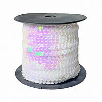 Паєтка на нитці 6 мм біла з АВ