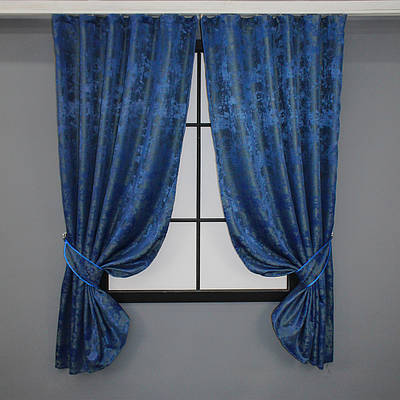 Комплект (2шт. 1,3х1,7м.) коротких штор із жакарда "Sultan XO", Туреччина. Колір синій. Код 1149ш 35-0114