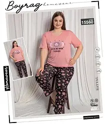 Піжама жіноча БАТАЛ штани футболка трикотажна ТУРЦІЯ