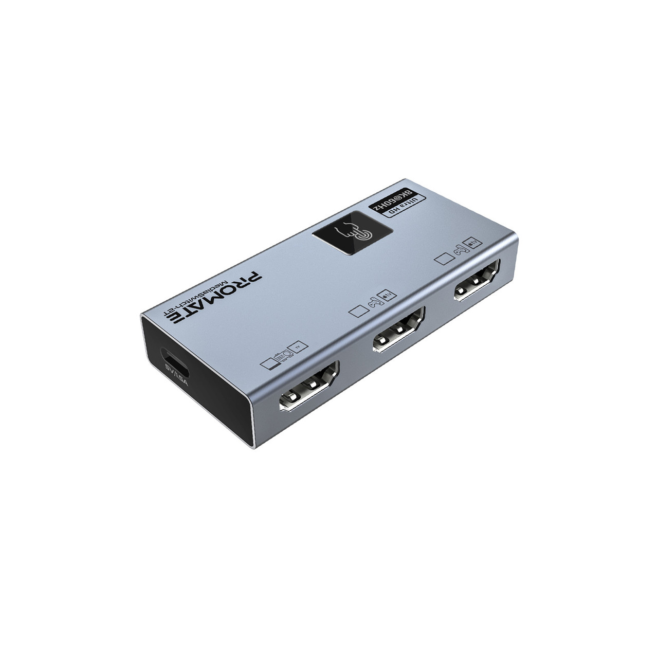 Світч Promate MediaSwitch-2T 2хHDMI to HDMI Silver (mediaswitch-2t)