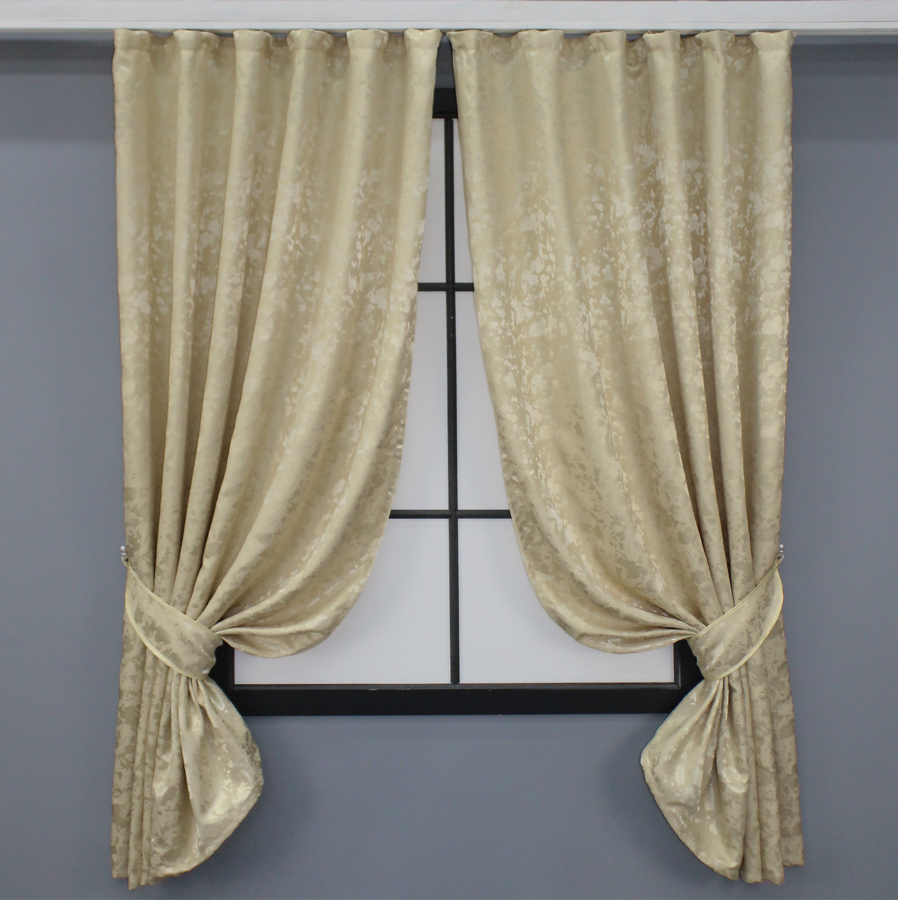 Комплект (2шт. 1,3х1,7м.) коротких штор, льон мармур колекція "Pavliani ХО". Колір бежевий. Код 1270ш 35-0112, фото 1