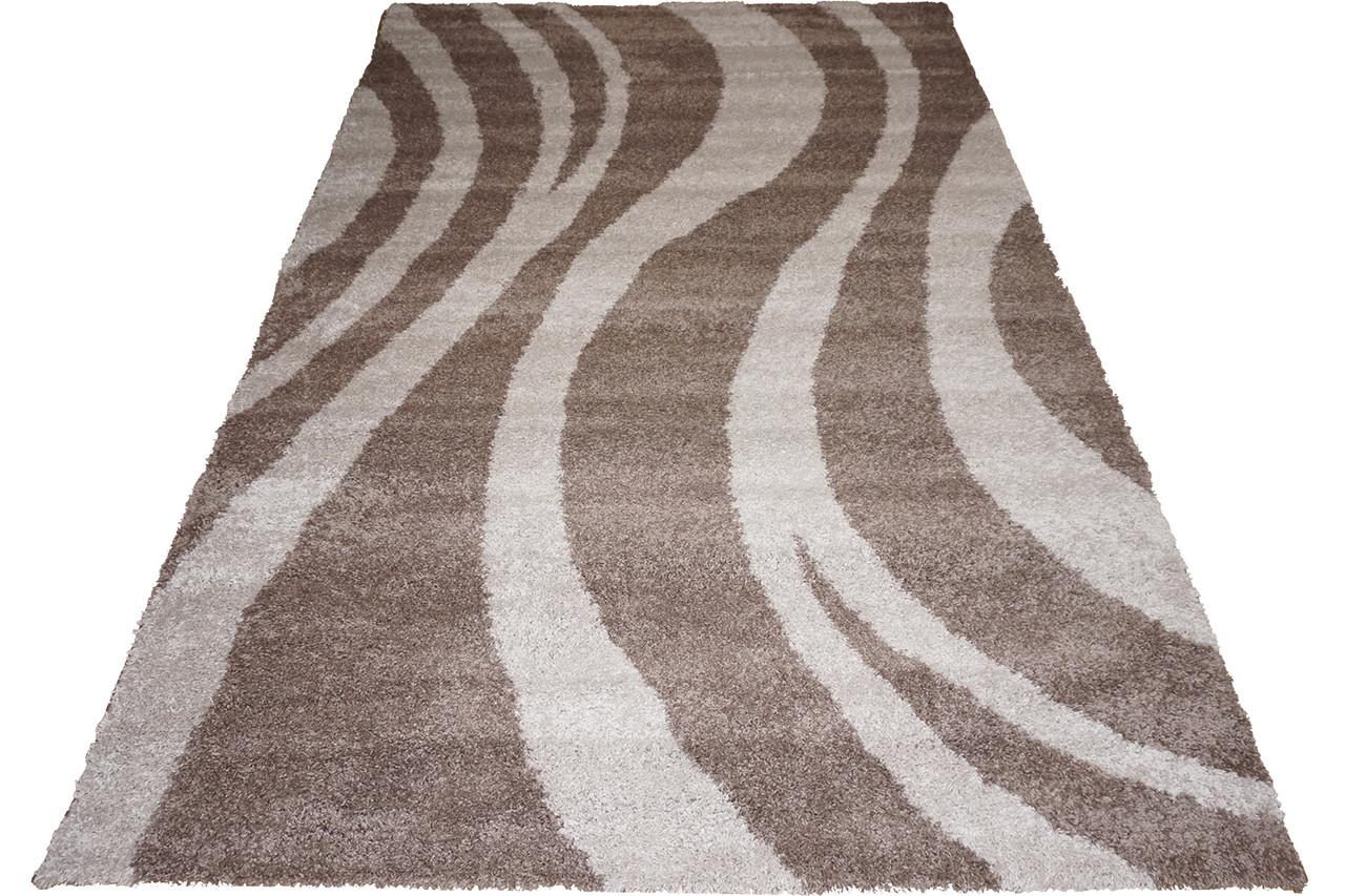 Коричнева килимова доріжка з високим ворсом SHAGGY BRAVO 1846 D.Brown/Beige ширина 1 м, фото 1