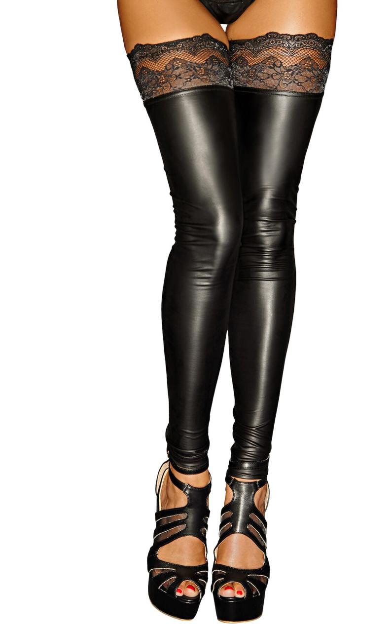 Чулки Noir Handmade F135 Powerwetlook stockings - XXL, фото 1