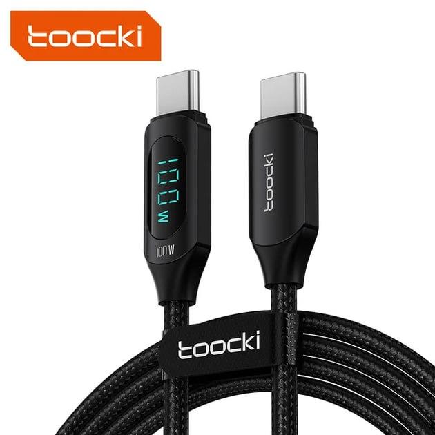 Кабель Type-C to Type-C Toocki, 1m, 100W, Black, Display