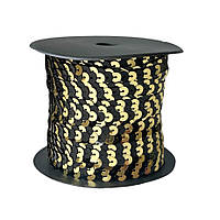 Паєтка на нитці 6 мм чорна/золото