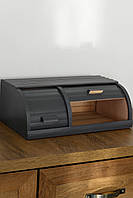 Хлібниця дерев'яна на два відділення 44х27х17см., сіра