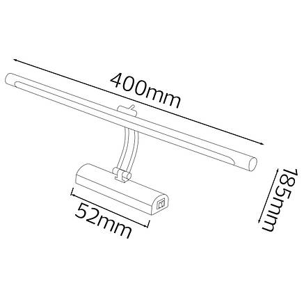 LED світильник для підсвічування дзеркал і картин 8W 4200K 570 Lm з кнопкою вкл/викл чорний Horoz Electric ANKA-8, фото 2