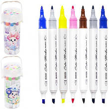 Набір маркерів для малювання 18 кольорів 241-18 скошений/круглий наконечник, у пластиковому боксі MZOPT