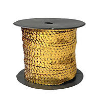 Паєтка на нитці 6 мм темно-золота голограма