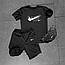 Літній спортивний костюм чоловічий Nike air шорти футболка бананка комплект найк чорно-білий, фото 4