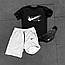 Літній спортивний костюм чоловічий Nike air шорти футболка бананка комплект найк чорно-білий, фото 2