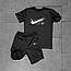 Літній спортивний костюм чоловічий Nike air шорти футболка бананка комплект найк чорно-білий, фото 7
