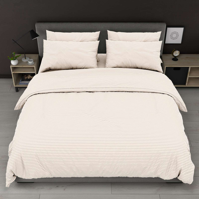 Пудрова однотонна тканина в смужку 220 см для постільної білизни Бязь Gold Lux, рулон 50м, Пакістан