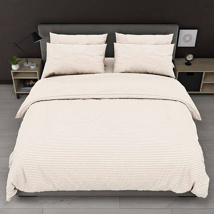 Пудрова однотонна тканина в смужку 220 см для постільної білизни Бязь Gold Lux, рулон 50м, Пакістан, фото 1