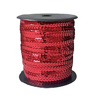 Паєтка на нитці 4 мм червона